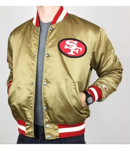 Mens San Francisco 49ers 80s Bomber Vintage Gold Jacket